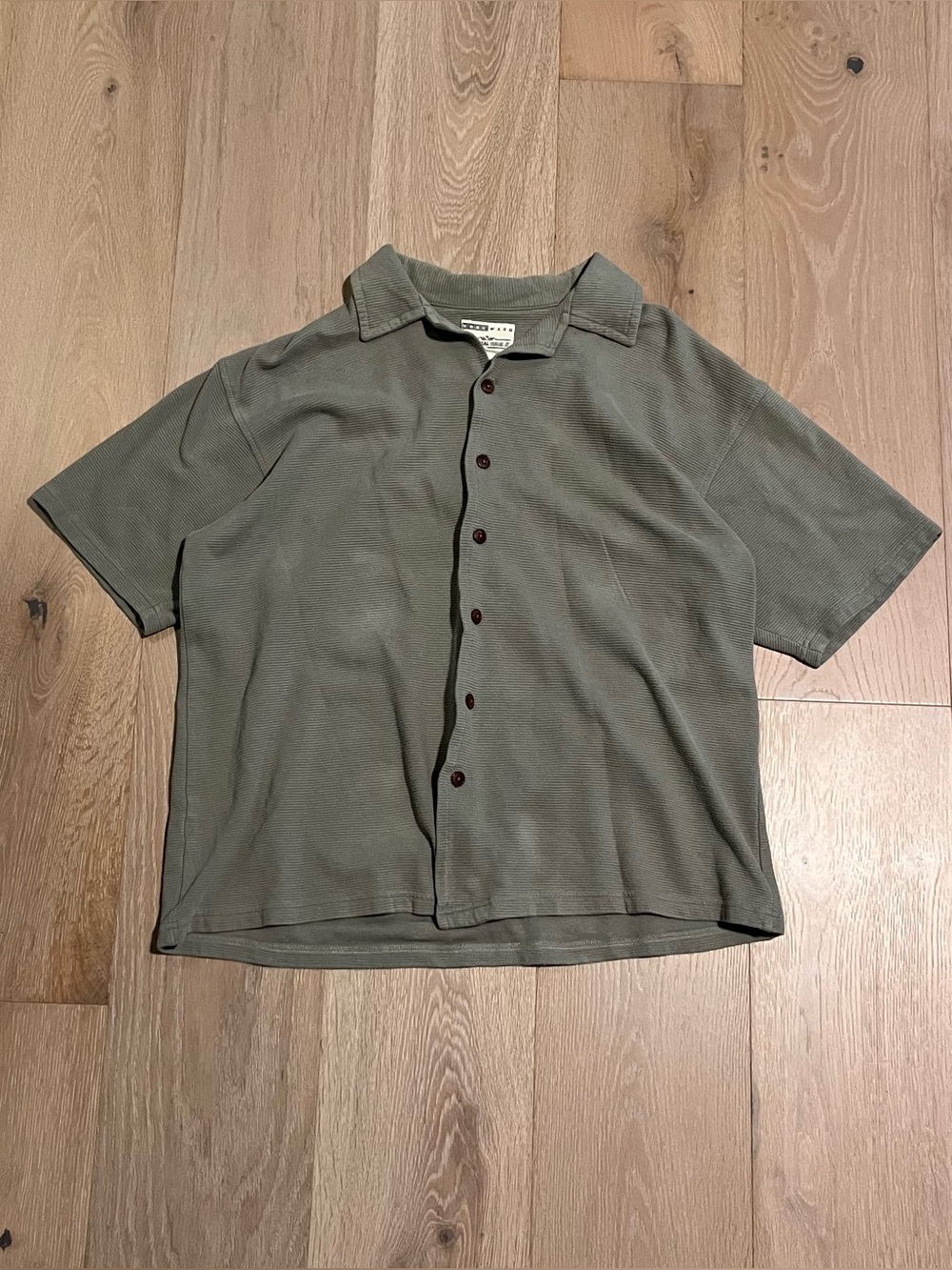 Wohn wash natural issue soft fabric light gray with wooden buttons button up